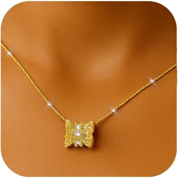 ⚡Gold Butterfly Pendant Necklace for Women Sparkling Crystal Jewelry Gift Idea - Picture 1 of 7